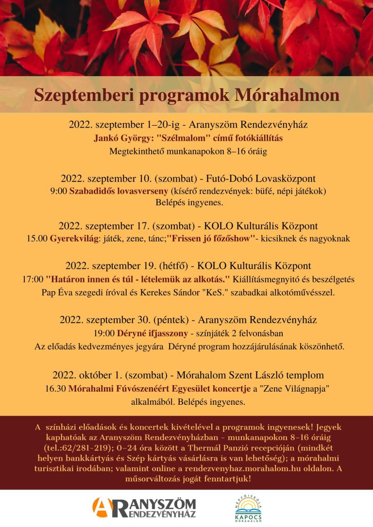 Szeptemberi programok Mórahalmon (2)